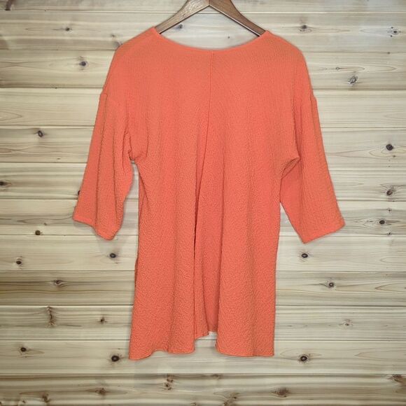 IC Connie K Top Womens Medium Orange Textured Blouse Art to Wear Colorful - Picture 5 of 9